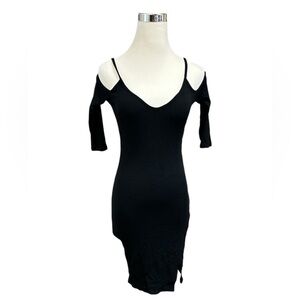 Charlotte Russe Black Cold Shoulder Bodycon Dress Size Medium